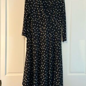 Ralph Lauren Navy Long Sleeve Dress with White Pattern